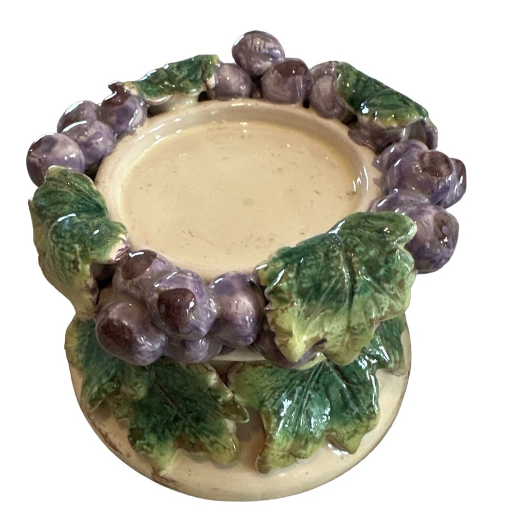 Maxcera Pottery Ceramic Grapes Wine Candle Holder Fits 3.5" Candle- New
